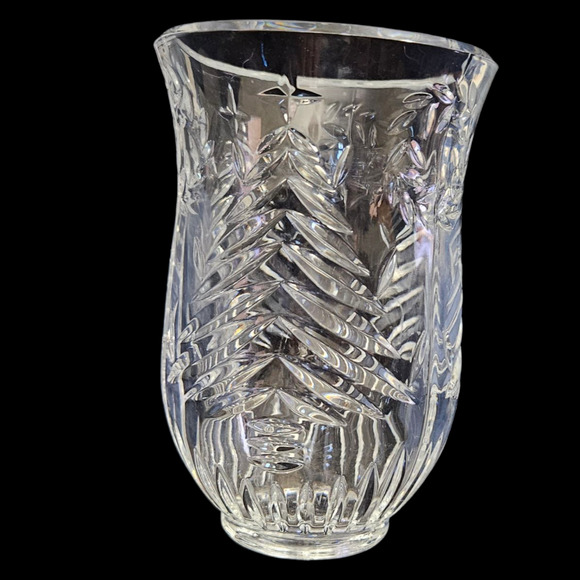 American Crystal Collection Christmas Hurricane Lamp 24% Lead Crystal & Brass - Picture 3 of 7